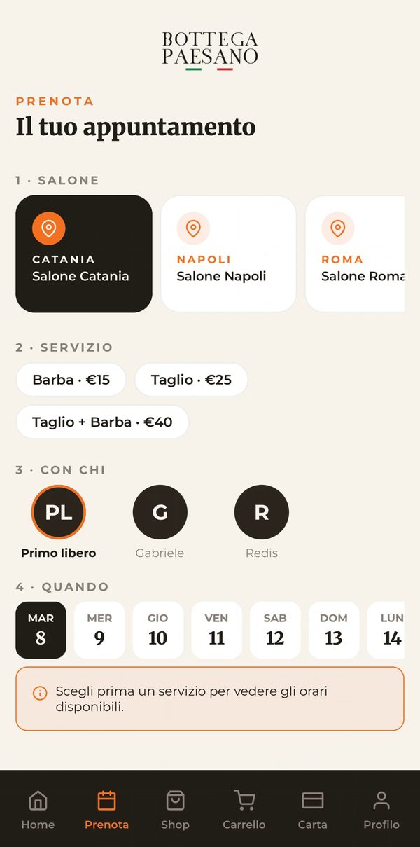 Prenotazione in salone